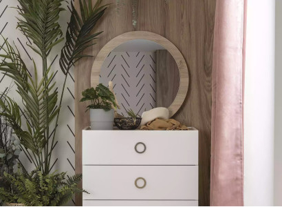 Group Chest of drawers with Mirror Chests of drawers Wood White Bedroom Wardrobe Set